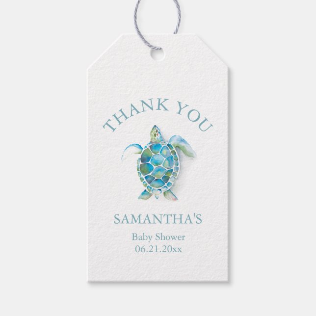 Baby Shower Favour Tags Sea Turtle (Front)