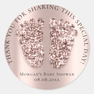 Baby Shower Favour Thank Glitter Girl Boy Classic Round Sticker