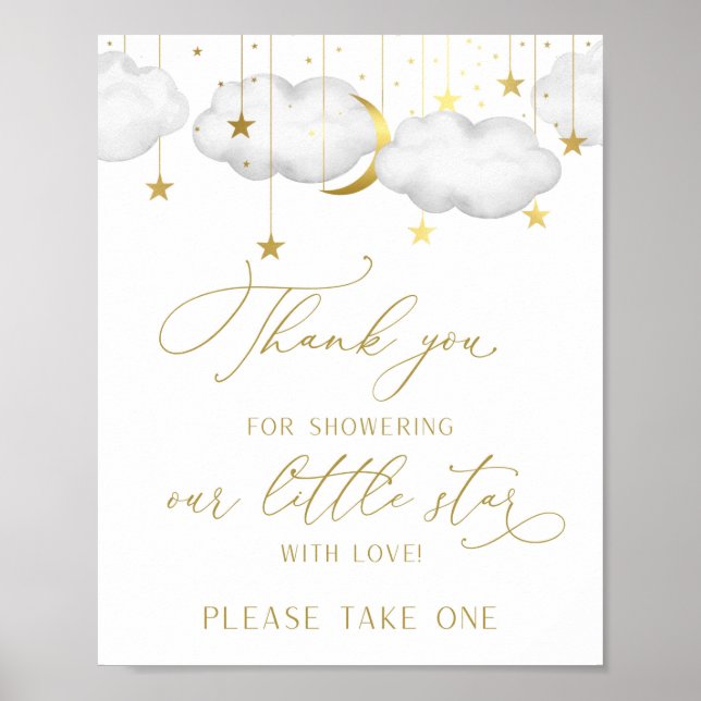 Baby Shower Favours Sign, Moon and Stars Favours Poster (Front)