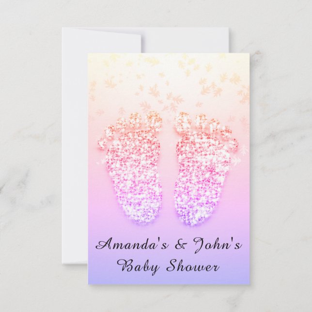 Baby Shower Feet Girl Pink Royal Girly Ombre Pink Invitation (Back)
