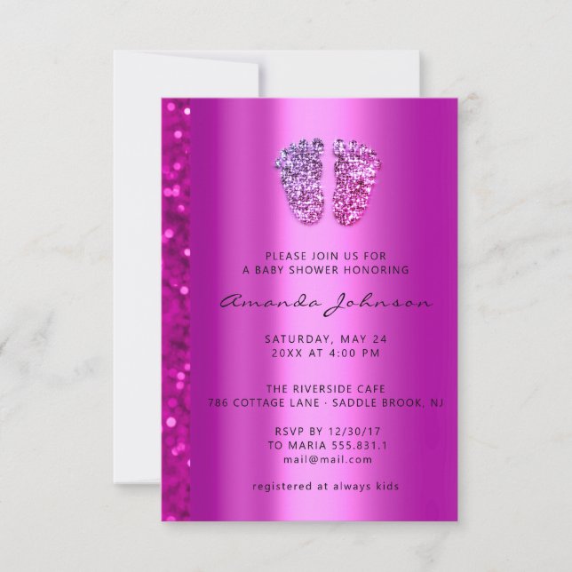 Baby Shower Feet Glitter Pink Drips  Boy Girl Invitation (Front)