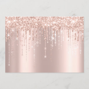 Baby Shower Feet Glitter Rose Gold Drips Boy Girl Invitation