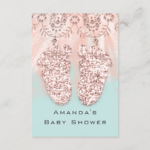 Baby Shower Feet Silver Girl Boy Roya Rose Glitter Invitation