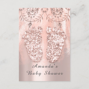 Baby Shower Feet Silver Girl Royal Rose Glitter Invitation