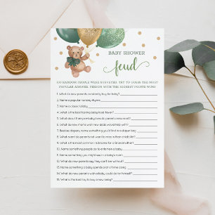 Baby Shower Feud Game Teddy Bear Card