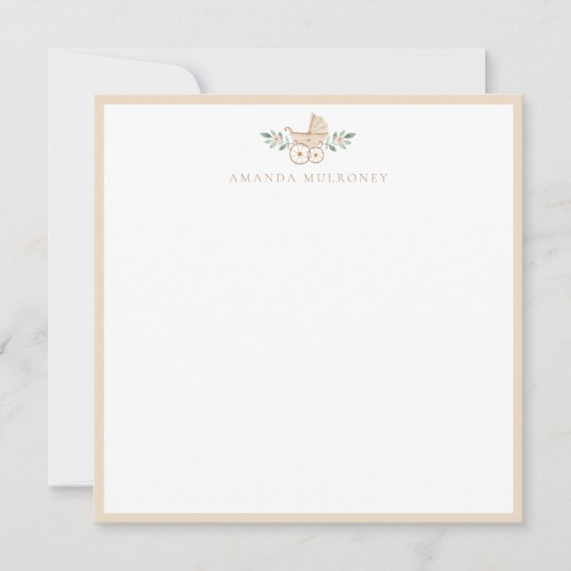 Baby Shower Flat Thank You Note Card (Front)