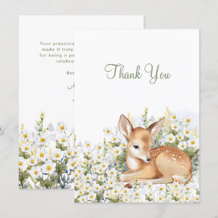 Baby shower Flat Thank You with an adorable fawn. Card