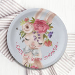Baby Shower Floral Bunny Rabbit Cute Modern Paper Plate<br><div class="desc">This cute baby shower design features a watercolor bunny rabbit with a crown of beautiful flowers. Perfect for a baby shower. Personalised with your text by editing the text in the text boxes provided. #baby #pregnant #babyshower #babysprinkle #rabbit #bunny #easter #holidays #easterbunny #paperplates #partyplates #partysupplies #babyshowerdecor #tabledecor #floral #flowers #botanical...</div>