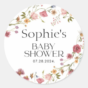 Baby Shower Floral Classic Round Sticker