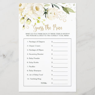 Baby Shower Floral Guess the Price Game