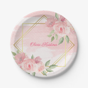 Baby Shower Floral Personalised Paper Plate
