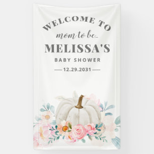 Baby Shower Floral Pink Roses Pumpkin Banner