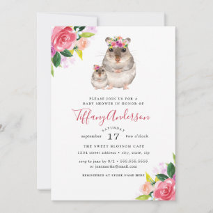 Baby Shower Floral Sweet Mum And Baby Mouse Invitation