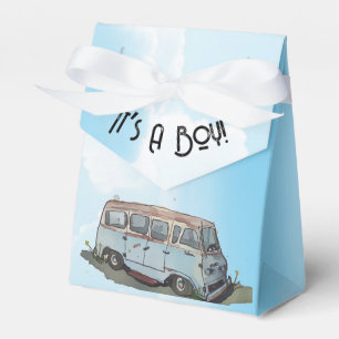 Baby shower for a boy, van and sedan favour box
