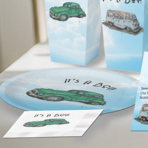 Baby shower for a boy, van paper plate