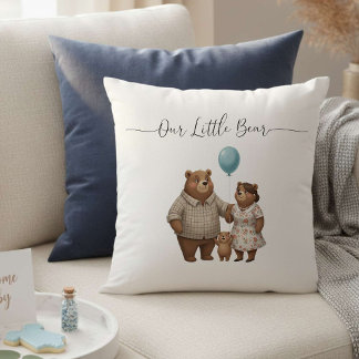 Baby Shower for Boy – Blue Balloon Teddy Bear Cushion