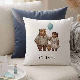 Baby Shower for Boy – Blue Balloon Teddy Bear Cushion