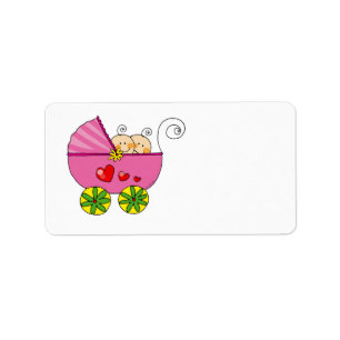 Baby shower for twins (girl) label