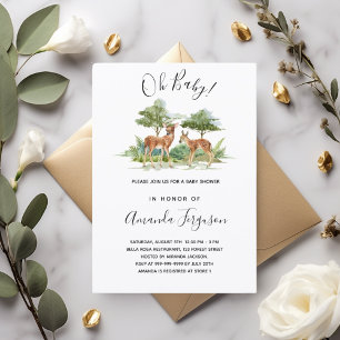 Baby shower forest animals deer woodland invitation