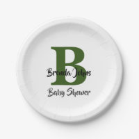 Baby Shower Forest Green Monogram Jungle Theme