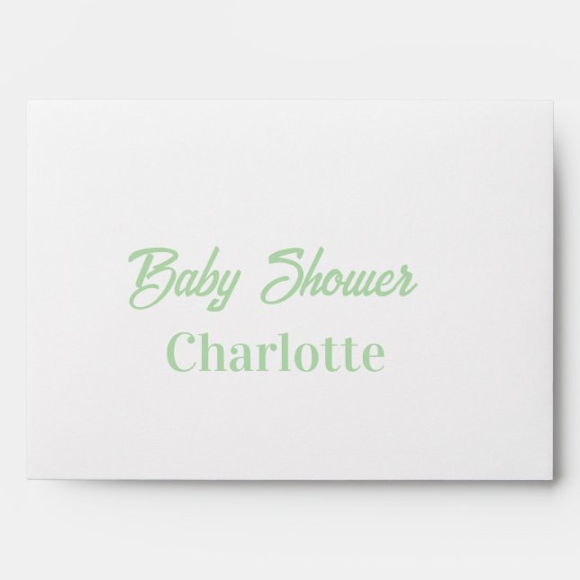 Baby shower forest green pastel name simpleminimal envelope (Front)