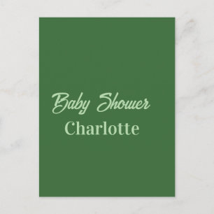 Baby shower forest green pastel name simpleminimal postcard