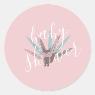 Baby Shower Fox Bohemian Feathers   Classic Round Sticker