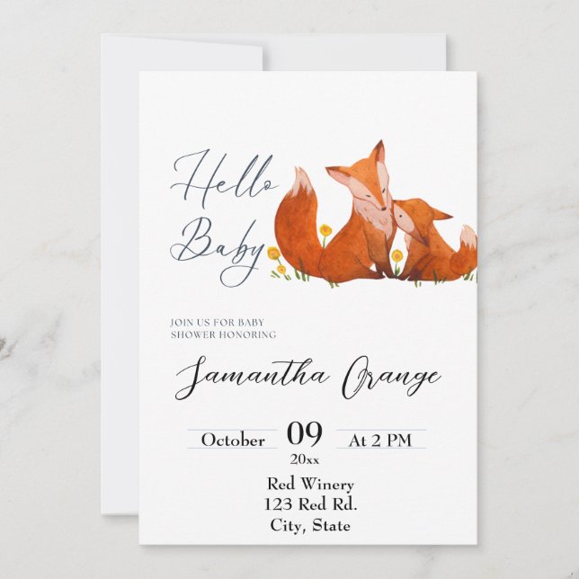 Baby Shower Fox Invitation (Front)