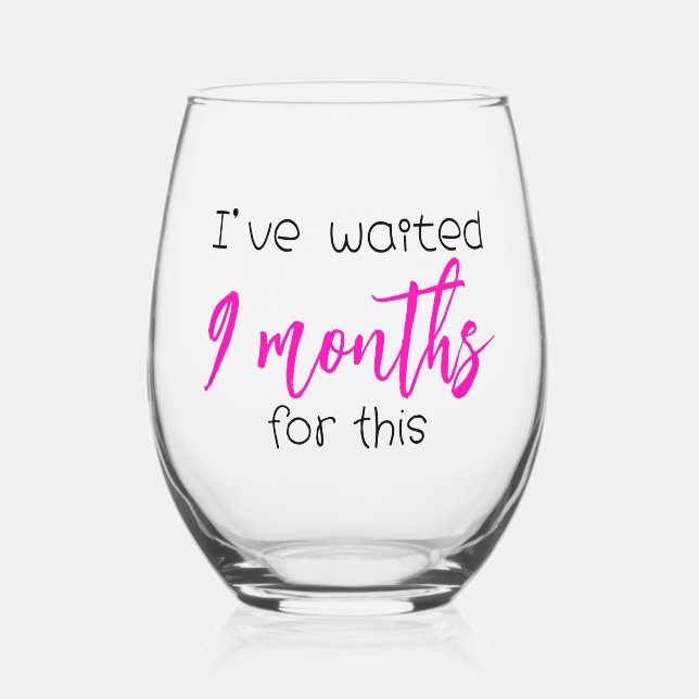 Baby Shower Funny Saying for New Mum   Stemless Wine Glass (Front)