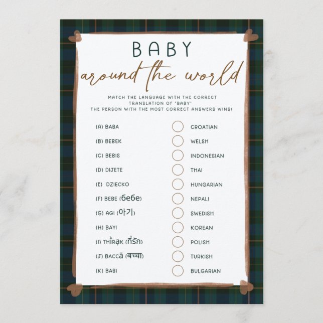 Baby Shower Game – Baby Translations (Front)