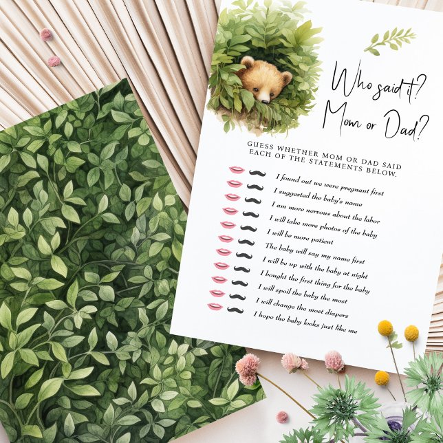 Baby Shower Game Bear Who Said It? Mum or Dad? (Creator Uploaded)