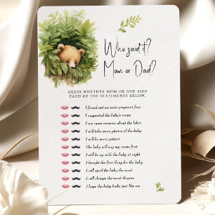 Baby Shower Game Bear Who Said It? Mum or Dad? Invitation