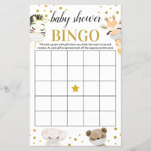 Baby Shower Game Bingo Card