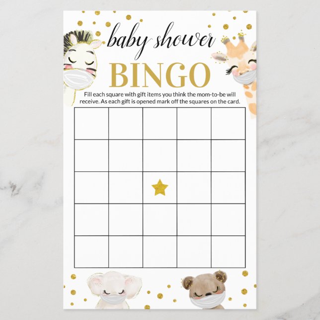 Baby Shower Game Bingo Card (Front)