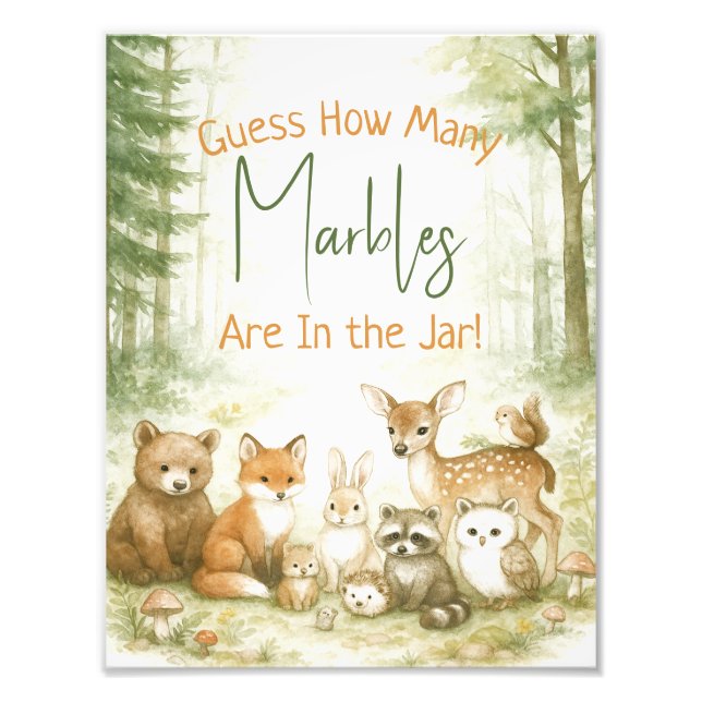 Baby Shower Game Cute Woodland Baby Animals Photo Print (Front)