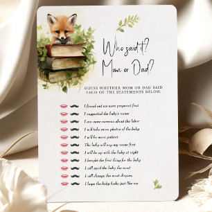 Baby Shower Game Fox Who Said It? Mum or Dad? Invitation