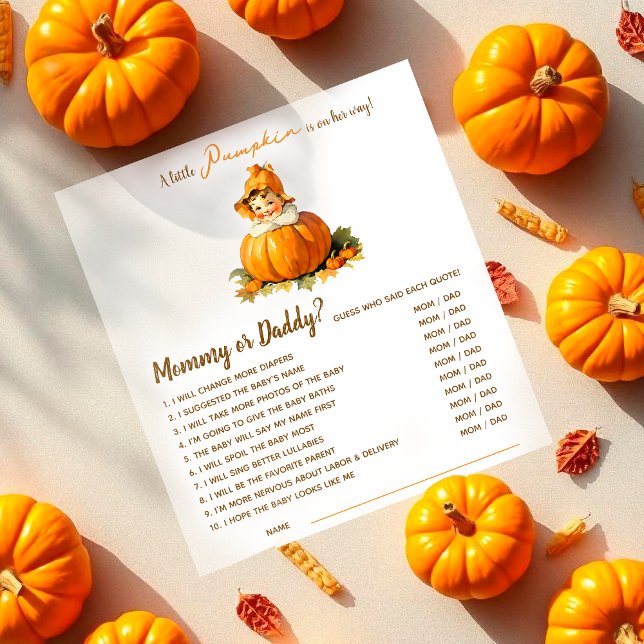 Baby Shower Game Guess Who Baby Girl Pumpkin Notepad (Creator Uploaded)