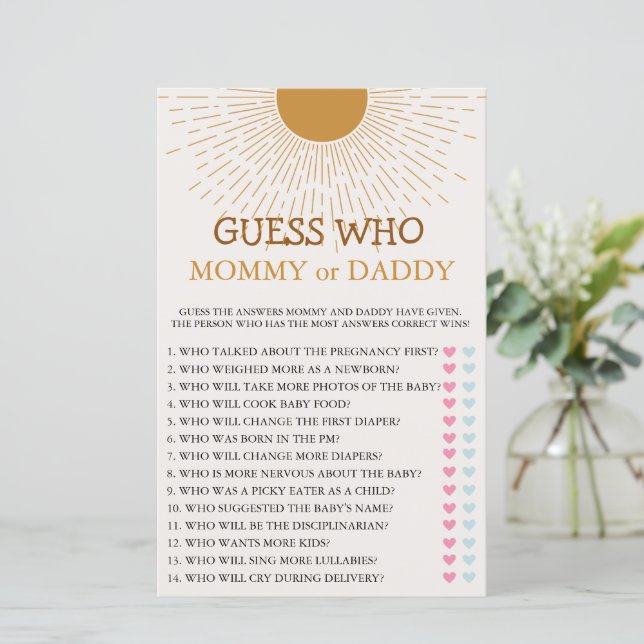 Baby Shower Game Here Comes The Son (Standing Front)