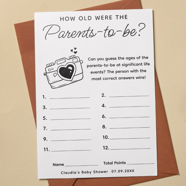 Baby Shower Game How Old Were Parents-To-Be Card (Creator Uploaded)