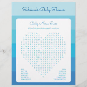 Baby Shower Game in Blue Ombre Stripes