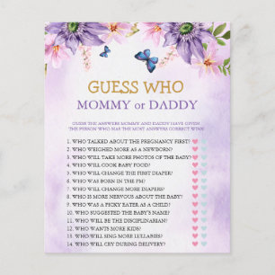 Baby Shower Game Purple Butterfly