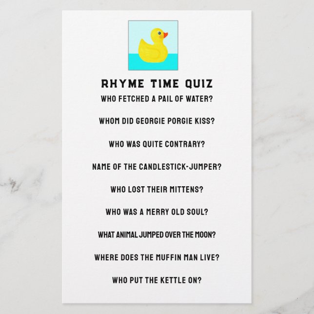 Baby Shower Game  Stationery (Front)