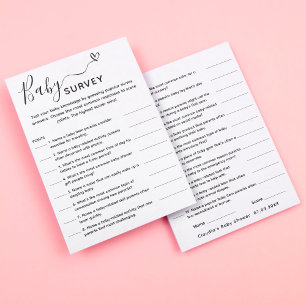 Baby Shower Game Trivia Survey Card