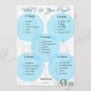 Baby Shower Game "What's in your purse?" Invitation