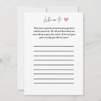 Baby Shower Game - Who Am I? Invitation