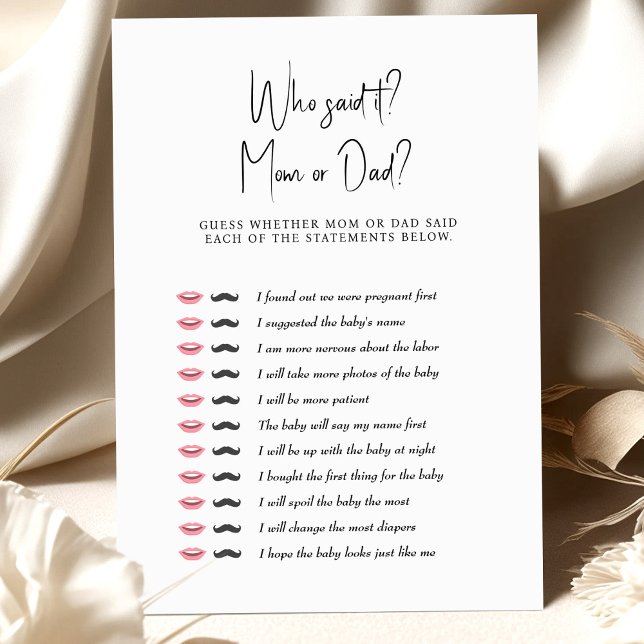 Baby Shower Game Who Said It? Mum or Dad? (Creator Uploaded)