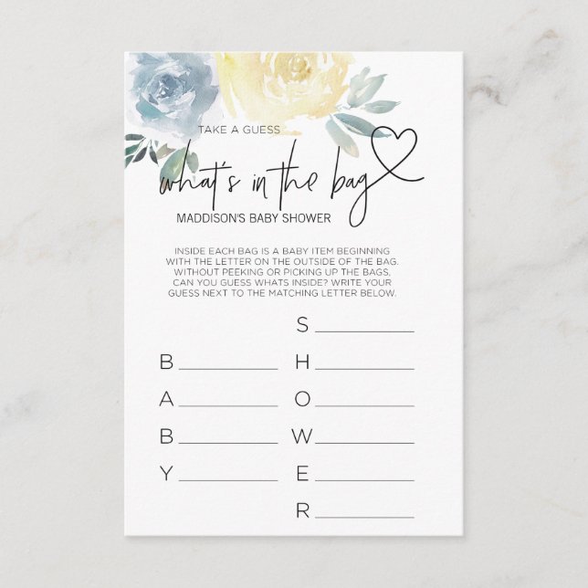 Baby Shower Games Baby Boy Shower Favors Card (Front)