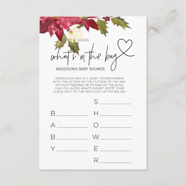 Baby Shower Games Christmas Baby Shower Party Card (Front)