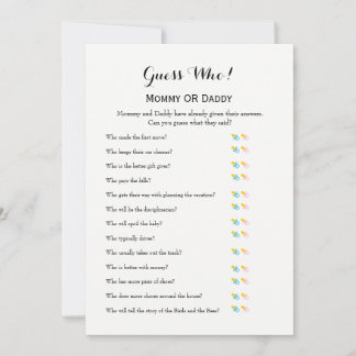 Baby Shower Games - Wishes for Baby and Guess Who Advice Card