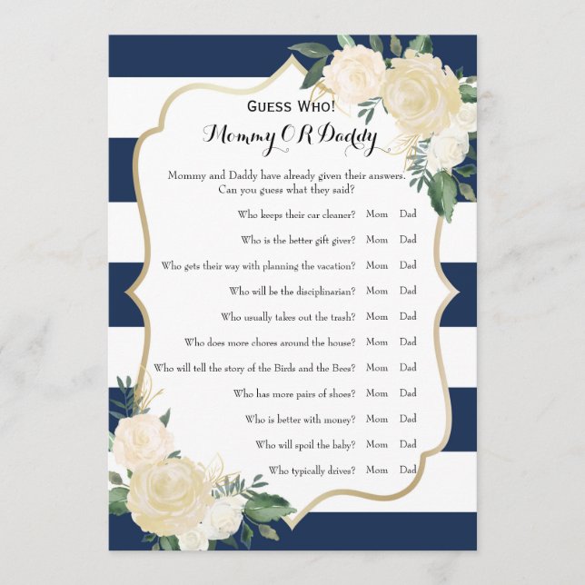 Baby Shower Games - Wishes for Baby and Guess Who Advice Card (Front)